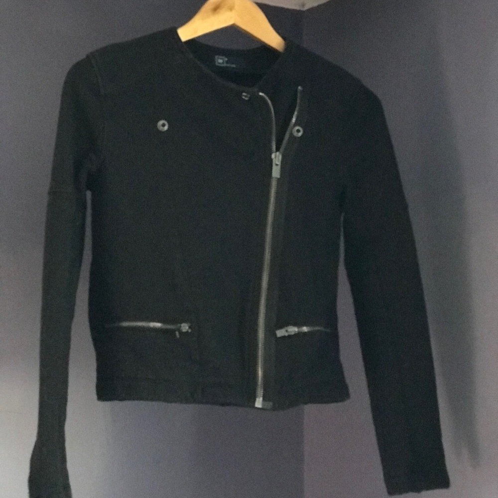 Asymmetrical Black Cotton Biker Jacket